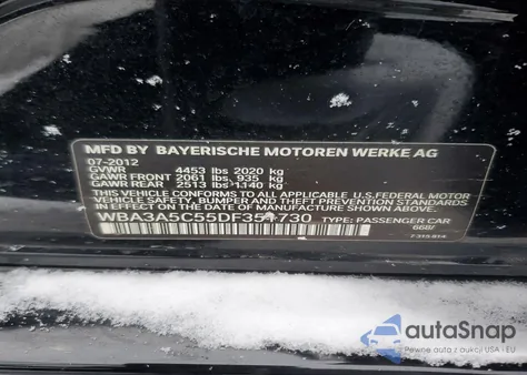 2013 BMW 328 I z USA, uszkodzony, nr VIN WBA3A5C55DF351730